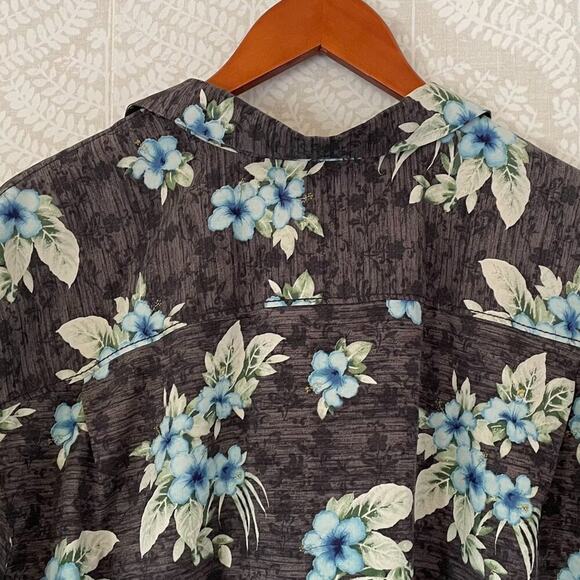 Tommy Bahama Silk Floral Tropical Hawaiian Button Down Short Sleeve Shirt, XL - Picture 5 of 11